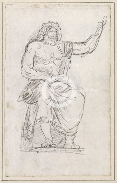 Statue of Jupiter, Seated [recto], 1754/1765. Creator: Hubert Robert.