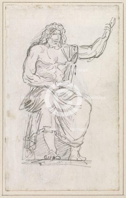 Statue of Jupiter, Seated [recto], 1754/1765. Creator: Hubert Robert.