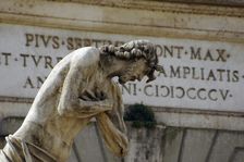 Statue of Jesus on the Ponte Milvio over the River Tiber, Rome, Italy, 2009. Creator: LTL