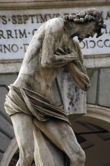 Statue of Jesus on the Ponte Milvio over the River Tiber, Rome, Italy, 2009. Creator: LTL