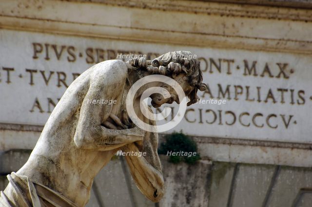 Statue of Jesus on the Ponte Milvio over the River Tiber, Rome, Italy, 2009. Creator: LTL.