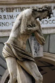 Statue of Jesus on the Ponte Milvio over the River Tiber, Rome, Italy, 2009. Creator: LTL