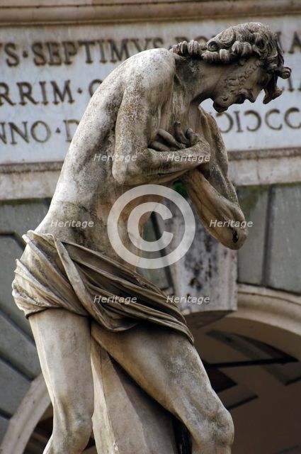 Statue of Jesus on the Ponte Milvio over the River Tiber, Rome, Italy, 2009. Creator: LTL.