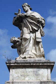 Statue of John of Nepomuk (1345-1393), Saint of Bohemia, Ponte Milvio, Rome, Italy, 2009. Creator: LTL