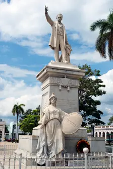 Statue of Jose Marti in the park in the city centre, Cienfuegos, Cuba, 2024. Creator: Ethel Davies