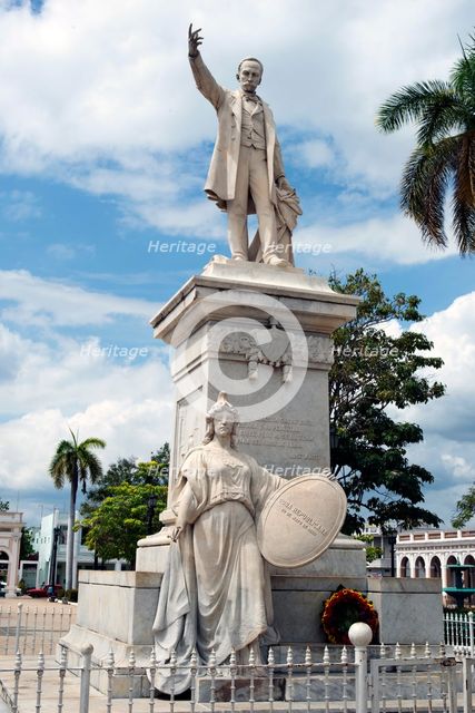 Statue of Jose Marti in the park in the city centre, Cienfuegos, Cuba, 2024. Creator: Ethel Davies.