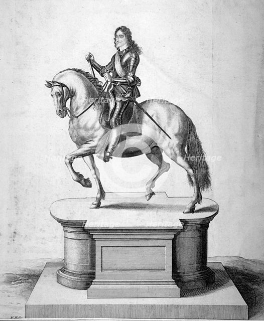 Statue of King Charles I, located at Charing Cross, Westminster, London, c1700. Artist: Anon