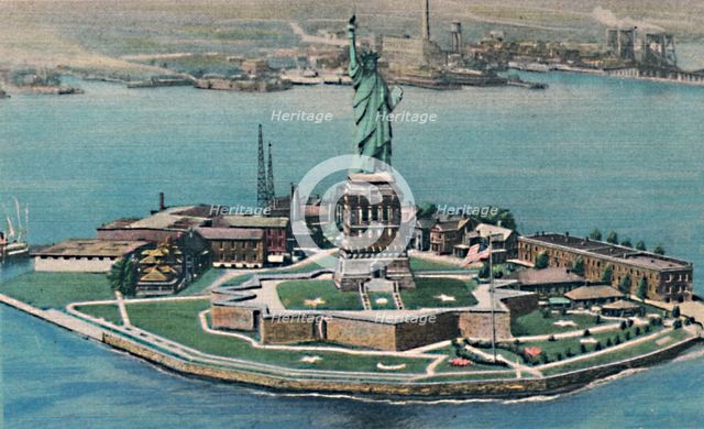 'Statue of Liberty on Bedloe's Island in New York Harbor. New York City', c1940s. Artist: Unknown.
