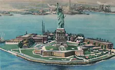 Statue of Liberty on Bedloe's Island in New York Harbor. New York City c1940s