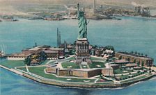 Statue of Liberty on Bedloe's Island in New York Harbor. New York City c1940s