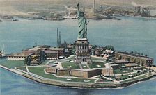 Statue of Liberty on Bedloe's Island in New York Harbor. New York City c1940s