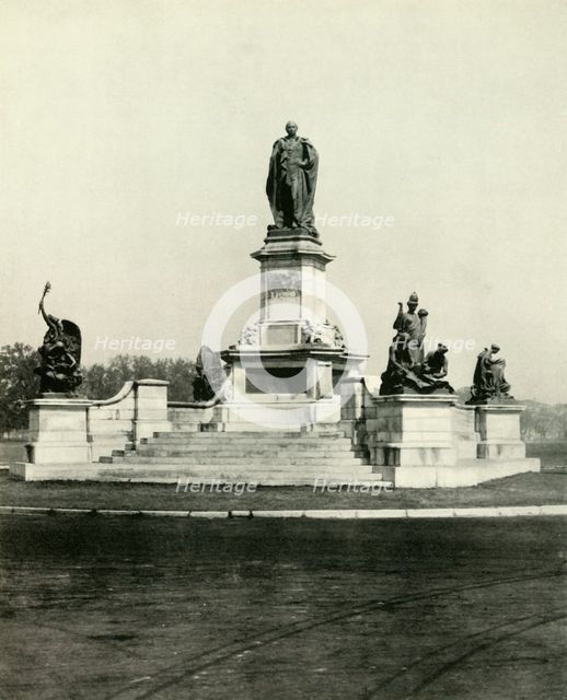 'Statue of Lord Curzon at Entrance to Victoria Memorial Hall', 1925. Creator: Unknown.