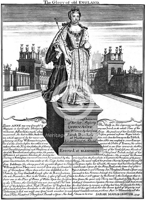 Statue of Queen Anne (1665-1714), Blenheim Palace, Oxfordshire, 1738. Artist: Unknown