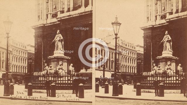 Statue of Queen Anne, St. Paul's, London, 1850s-1910s. Creator: Unknown.