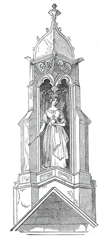 Statue of Queen Victoria, on the Great South Gable, Lincoln's Inn New Buildings, 1845. Creator: Unknown
