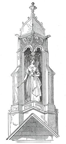 Statue of Queen Victoria, on the Great South Gable, Lincoln's Inn New Buildings, 1845. Creator: Unknown