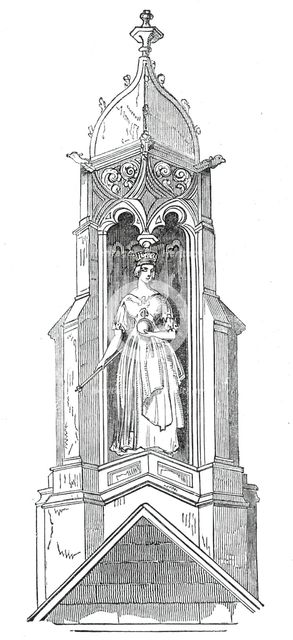 Statue of Queen Victoria, on the Great South Gable, Lincoln's Inn New Buildings, 1845. Creator: Unknown.