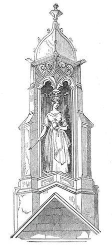 Statue of Queen Victoria, on the Great South Gable, Lincoln's Inn New Buildings, 1845. Creator: Unknown