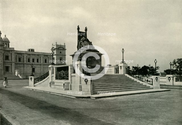 'Statue of Queen Victoria in front of Victoria Memorial Hall', 1925. Creator: Unknown.