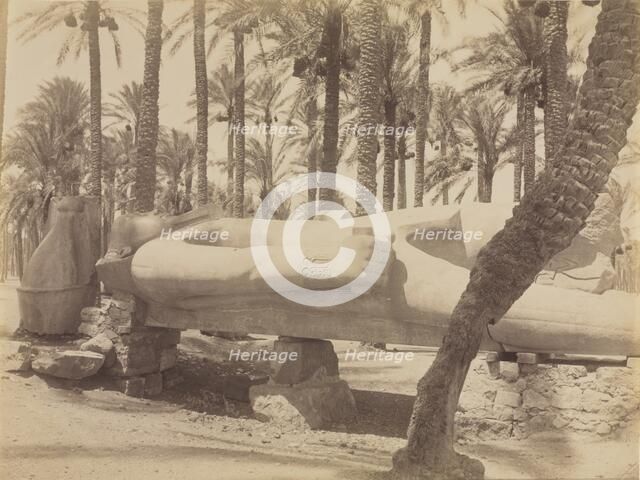 Statue of Ramesses at Saqqara, c. 1870s - 1880s. Creator: Antonio Beato (British, c. 1825-1903).