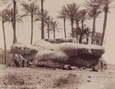 Statue of Ramesses II Resting on Its Side at Memphis, 19th century. Creator: Pascal Sébah
