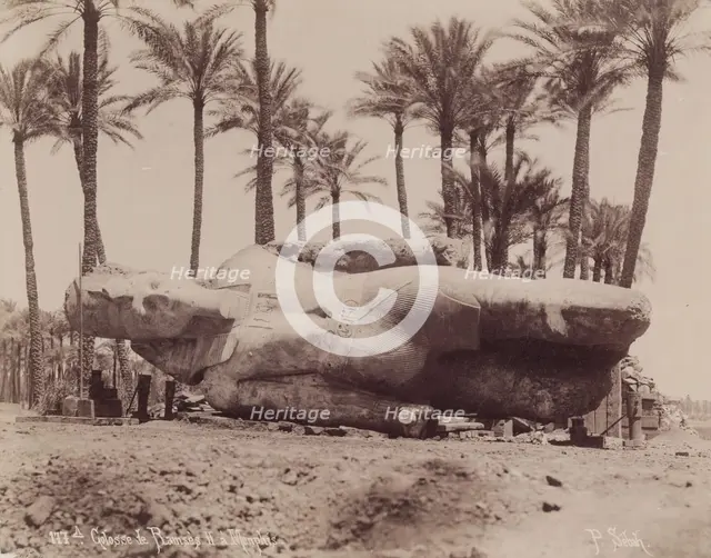 Statue of Ramesses II Resting on Its Side at Memphis, 19th century. Creator: Pascal Sébah.