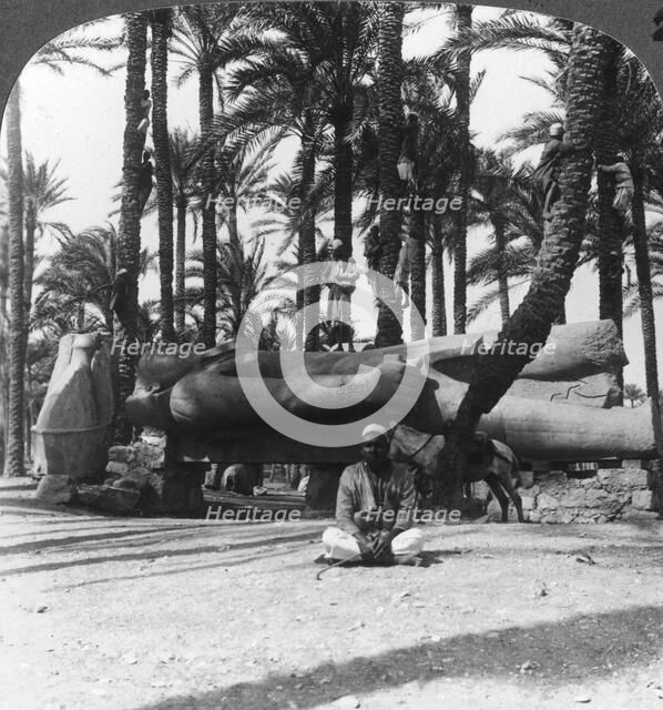 'Statue of Ramses II, an embellishment of his temple at Memphis, Egypt', 1905.Artist: Underwood & Underwood