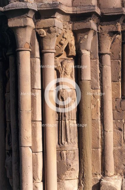 Statue of St Winifred on the chapter house entrance, Haughmond Abbey, Shropshire, 1999. Artist: Unknown