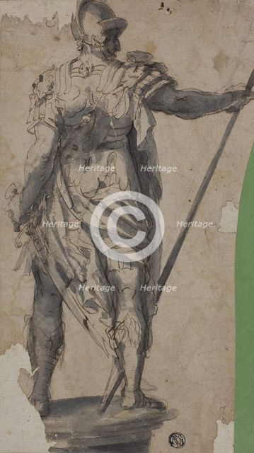 Statue of Standing Warrior, from Rear, n.d. Creator: Unknown.