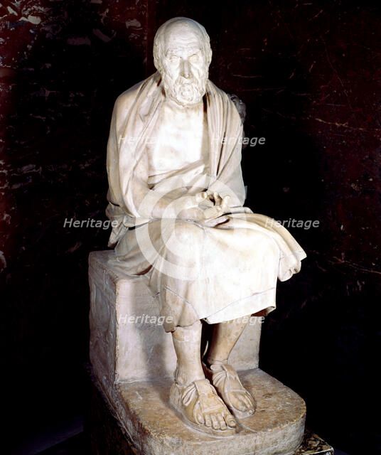 Statue of seated man said to be Herodotus, Ancient Greek historian. Artist: Unknown
