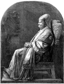 Statue of Sir Jamsetjee Jeejeebhoy, to be placed in the Townhall of Calcutta, 1858. Creator: Smyth