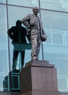 Statue of Sir Matt Busby outside Old Trafford football stadium, Manchester, c2000s. Artist: Historic England Staff Photographer