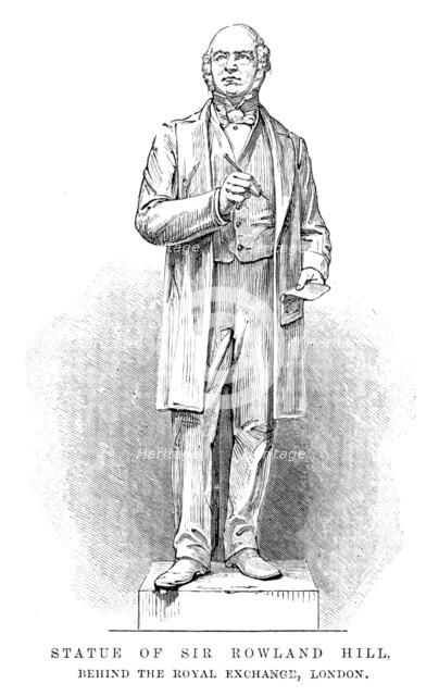 Statue of Sir Rowland Hill, behind the Royal Exchange, London, 1890. Creator: Unknown.