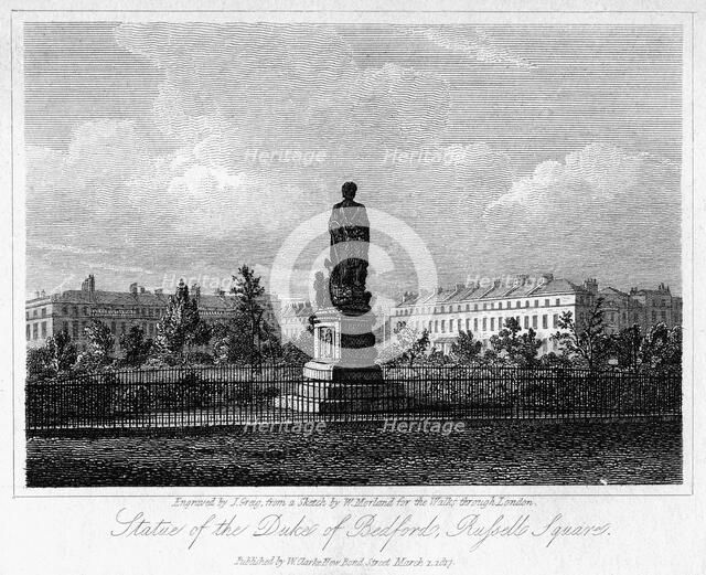 Statue of the Duke of Bedford, Russell Square, Bloomsbury, London, 1817.Artist: J Greig