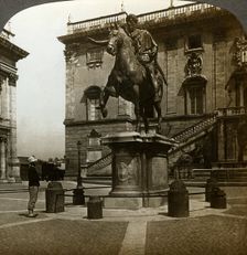 Statue of the Emperor Marcus Aurelius, Rome, Italy.Artist: Underwood & Underwood