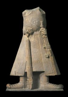 Statue of the emperor Kanishka with inscriptions in Brahmi Script, 1st-2nd century. Creator: Central Asian Art
