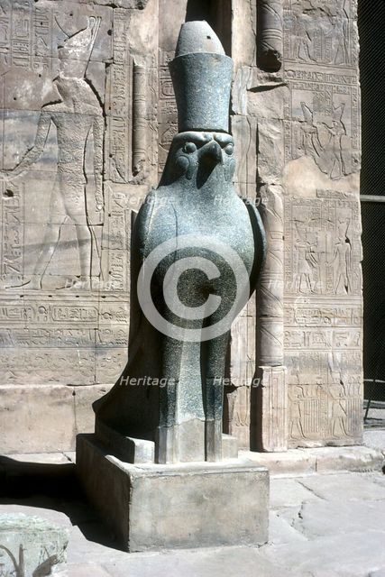 Statue of the god Horus, Temple of Horus, Edfu, Egypt, Ptolemaic Period, c251 BC-c246 BC. Artist: Unknown