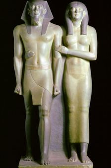 Statue of the Pharaoh Menkaure and his queen, Khamerernebty. Creator: Tony Evans