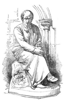 Statue of the poet Wordsworth, just placed in Westminster Abbey, 1854. Creator: Harvey Orrin Smith