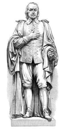 Statue of William Harvey, discoverer of the circulation of the blood, at Folkestone, 1881. Creator: Unknown