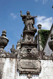 Statue on the monumental Baroque stairway, Bom Jesus do Monte Church, Braga, Portugal, 2009. Creator: Samuel Magal