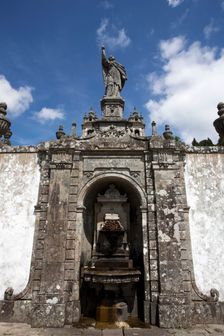Statue on the monumental Baroque stairway, Bom Jesus do Monte Church, Braga, Portugal, 2009. Creator: Samuel Magal
