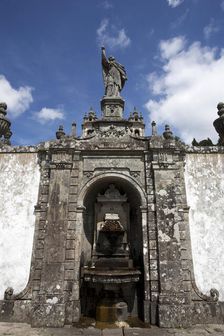 Statue on the monumental Baroque stairway, Bom Jesus do Monte Church, Braga, Portugal, 2009. Artist: Samuel Magal