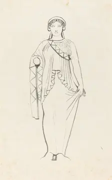 Statue on the Pediment over the West Front of a Temple at Egina, published 1829. Creator: W Walton