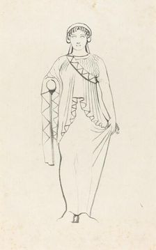 Statue on the Pediment over the West Front of a Temple at Egina, published 1829. Creator: W Walton