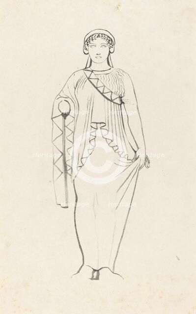 Statue on the Pediment over the West Front of a Temple at Egina, published 1829. Creator: W Walton.