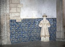 Statue and azulejo tiles, Monastery of Alcobaca, Alcobaca, Portugal, 2009. Artist: Samuel Magal