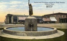Statue and fountain dedicated to Chief Seattle, Tilikum Place, Seattle, Washington, USA, 1913