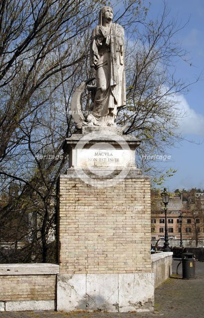 Statue decorating the Milvian bridge over the Tiber river, Rome, Italy, 2009. Creator: LTL.