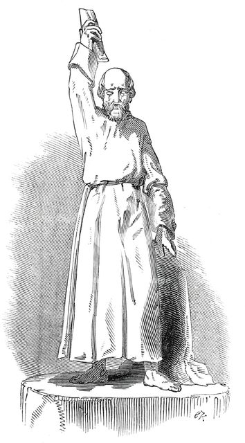 Statue in the Hall, at Abergavenny, 1845. Creator: Unknown.
